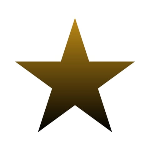 Gold and black gradient five-pointed star centered on white background